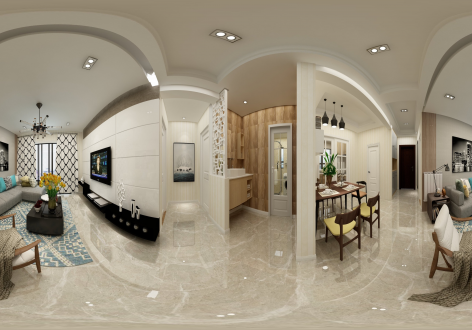 117方简约三居家装全景vr_全景装修效果图_3d装修效果图_装信通网效果